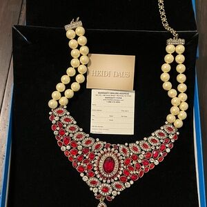Heidi Daus Pearl and Ruby Red Necklace